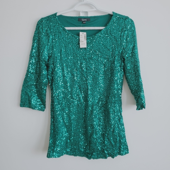 Reitmans Teal Sequin Top - XS and NWT - Picture 1 of 4